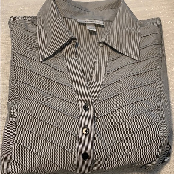 Dressbarn  3/4 Sleeve Small Striped Shirt - Picture 5 of 9